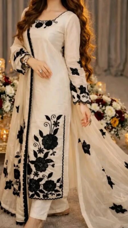 Metallic Embroidered Black Sharara Suit